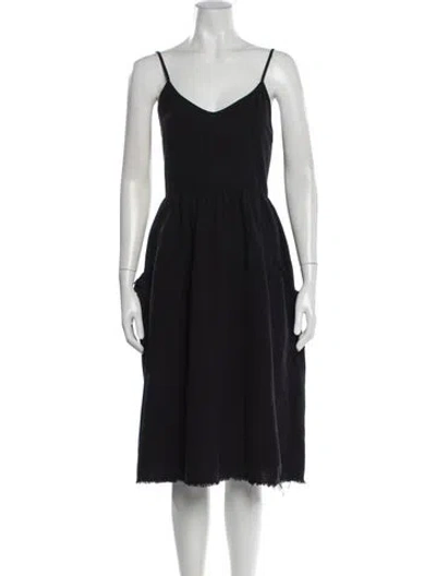 Pre-owned The Great V-neck Midi Length Dress In Blue