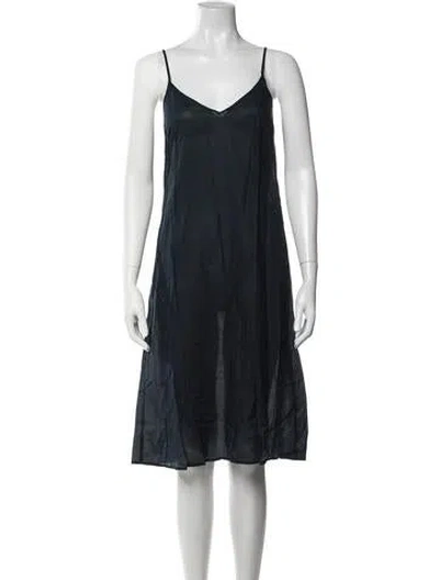Pre-owned The Great V-neck Midi Length Dress In Blue