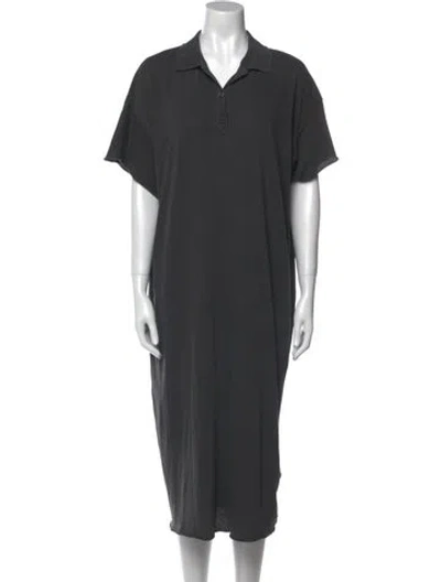 Pre-owned The Great V-neck Midi Length Dress In Gray