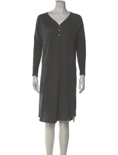 Pre-owned The Great V-neck Midi Length Dress In Gray