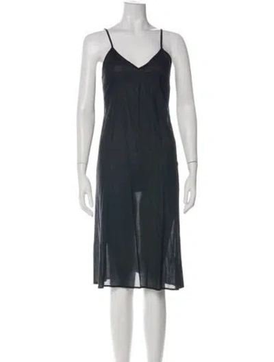 Pre-owned The Great V-neck Midi Length Dress In Green