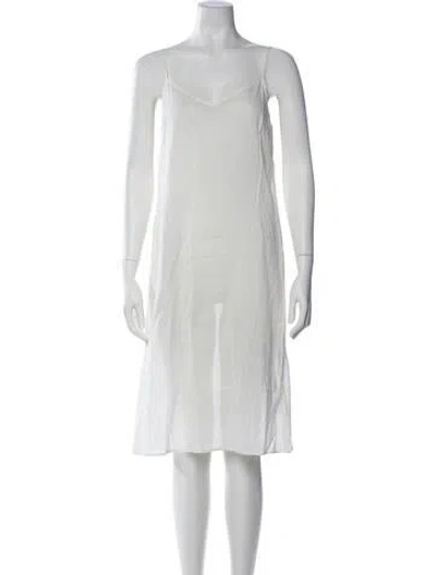 Pre-owned The Great V-neck Midi Length Dress In Neutral