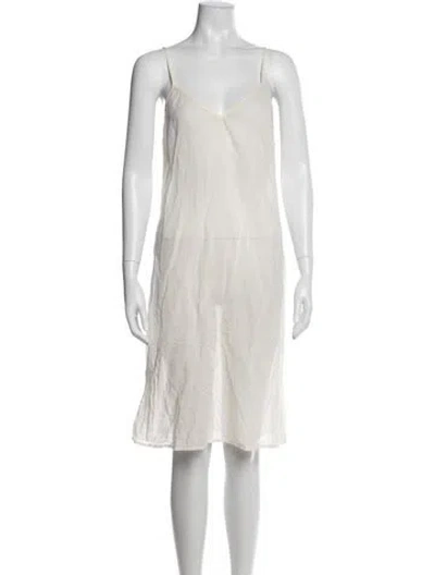 Pre-owned The Great V-neck Midi Length Dress In Neutrals