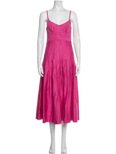 Pre-owned The Great V-neck Midi Length Dress In Pink