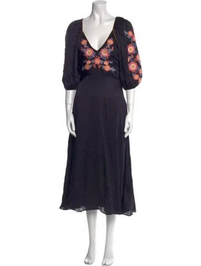 Pre-owned The Great V-neck Midi Length Dress W/ Tags In Black