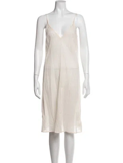 Pre-owned The Great V-neck Midi Length Dress In White