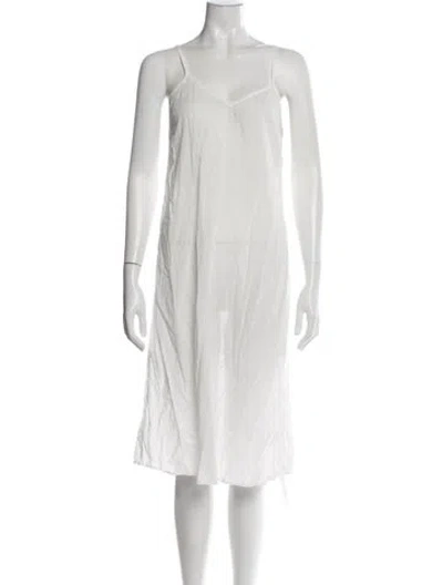 Pre-owned The Great V-neck Midi Length Dress In White