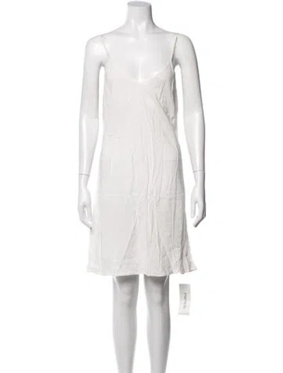 Pre-owned The Great V-neck Mini Dress In Neutrals