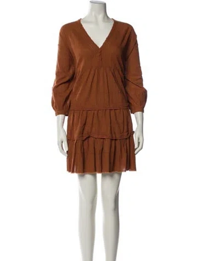 Pre-owned The Great V-neck Mini Dress In Orange