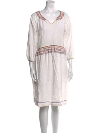 Pre-owned The Great V-neck Mini Dress In White