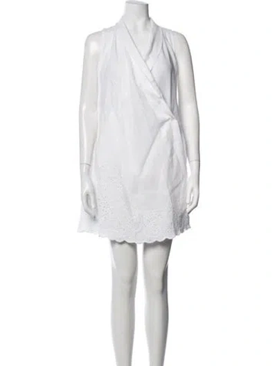 Pre-owned The Great V-neck Mini Dress In White