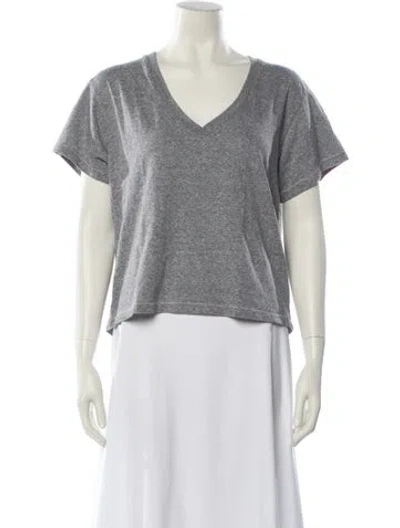Pre-owned The Great V-neck Short Sleeve T-shirt In Gray