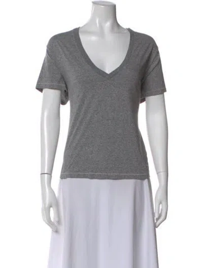 Pre-owned The Great V-neck Short Sleeve T-shirt In Gray