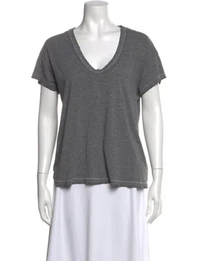 Pre-owned The Great V-neck Short Sleeve T-shirt In Grey