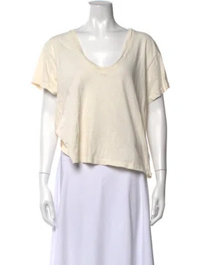 Pre-owned The Great V-neck Short Sleeve T-shirt In Neutrals