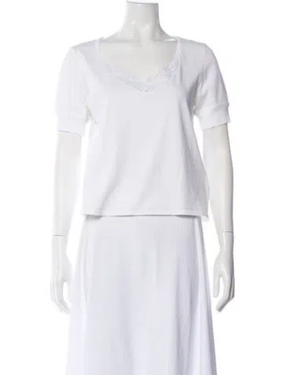 Pre-owned The Great V-neck Short Sleeve T-shirt In White