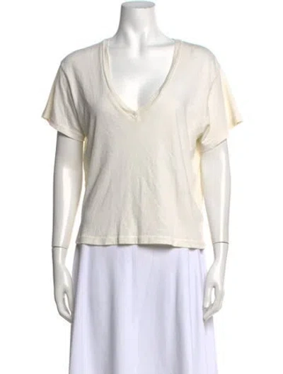 Pre-owned The Great V-neck Short Sleeve T-shirt In White