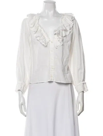 Pre-owned The Great V-neck Three-quarter Sleeve Blouse In Neutrals