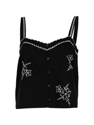 The Great Weekend Embroidered Top In Black