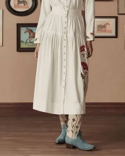 The Great Western Embroidered Highland Skirt In Cream In White