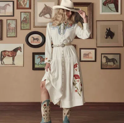 The Great Western Embroidered Highland Skirt In Cream In White