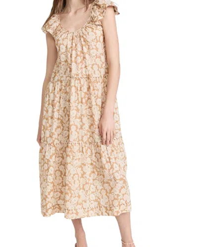 The Great Whipstitched Plumeria Dress In Oat Wild Brush Floral In Multi