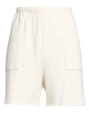 The Great . Woman Shorts & Bermuda Shorts Cream Size 2 Cotton In White