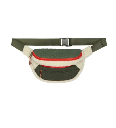 The Great Women's Plush Colorblock Hip Pack In Cream & Army In Neutral