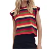 The Great . The Square Stripe Crop Top In Multi