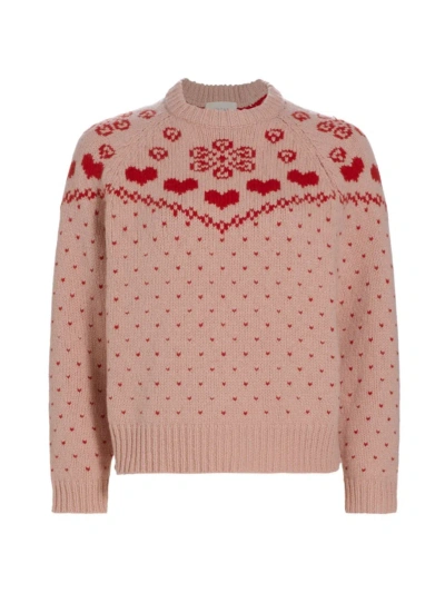 The Great Women's The Sweetheart Wool-blend Sweater In Blush With Cherry