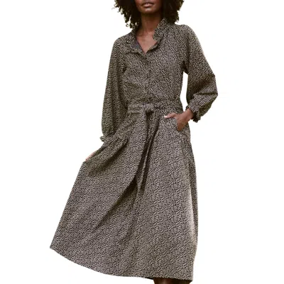 The Great Women's The Venetian Dress In Black Laurel Leaf Print In Green