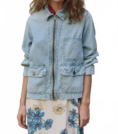 The Great Women's The Zip Front Chore Jacket In Dakota Wash In Blue