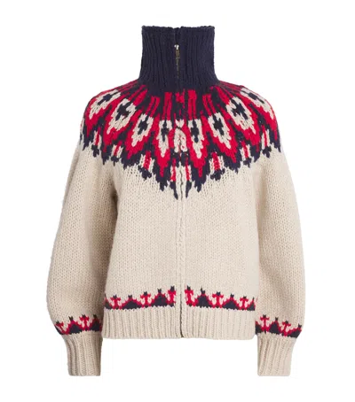 The Great Wool-blend Nordic Zip Cardigan In Multi