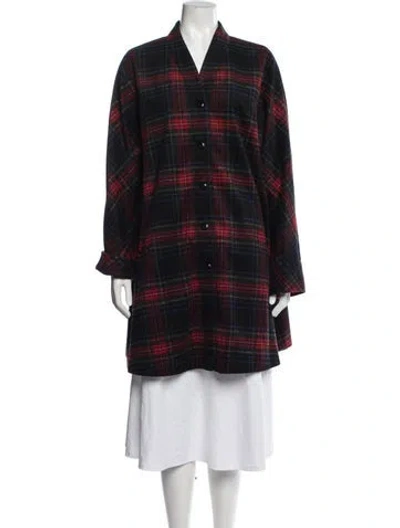 Pre-owned The Great Wool Plaid Print Coat In Red
