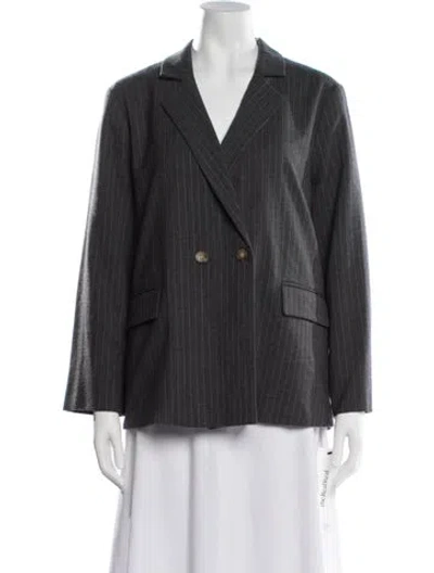 Pre-owned The Great Wool Striped Blazer W/ Tags In Grey
