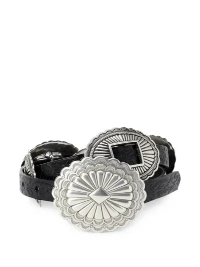 The Great X Stetson Embossed Concho Belt In Black