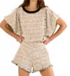 The Greii Beverly Hills Tweed Bubble Top In Black Multi
