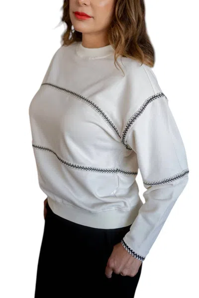 The Greii Sweatshirt Crochet Stripes In Cream And Black In Multi