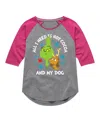 The Grinch Big Girls Grinch Graphic Raglan Top In Gray
