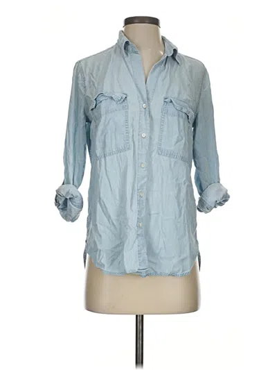 Pre-owned The Group By Babaton 3/4 Sleeve Button Down Shirt In Blue