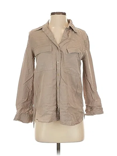 Pre-owned The Group By Babaton 3/4 Sleeve Button Down Shirt In Brown