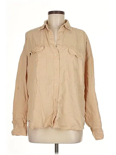 Pre-owned The Group By Babaton Long Sleeve Button Down Shirt In Brown