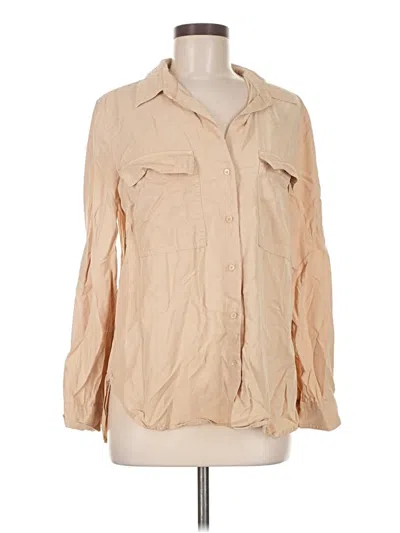 Pre-owned The Group By Babaton Long Sleeve Button Down Shirt In Tan