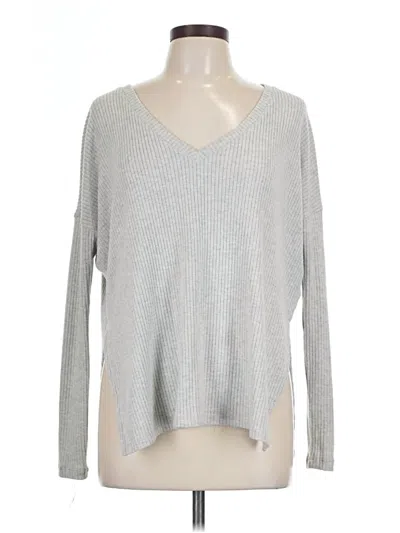 Pre-owned The Group By Babaton Long Sleeve Top Silver V-neck Tops