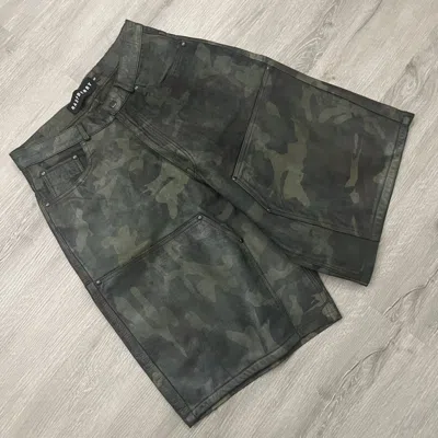 Pre-owned The Gv Gallery Gv Gallery Raspberry Hills Camo Leather Shorts In Green