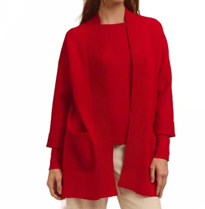The H Edition Luna Bracelet Sleeve Cardigan In Red