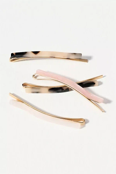 The Hair Edit Marble Hair Pins, Set Of 4 In Gold