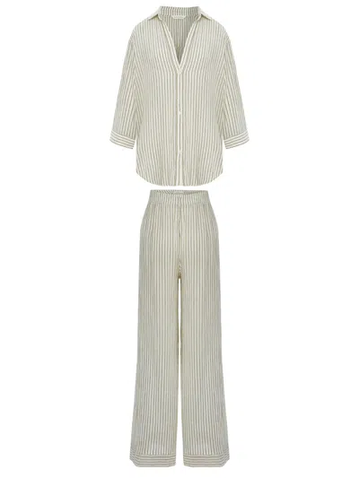 The Handloom Voyage Set - Khaki Green Stripes