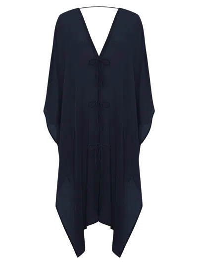 The Handloom Women's Blue Bodrum Ties Kaftan - Navy