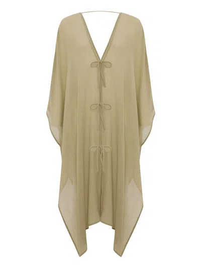 The Handloom Women's Bodrum Ties Kaftan - Khaki Green